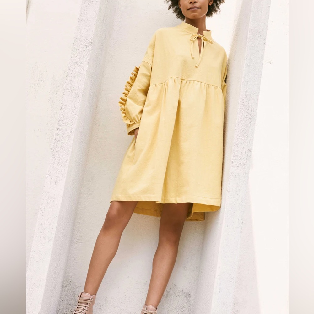 Eve Gravel Yellow Linen Jules Dress